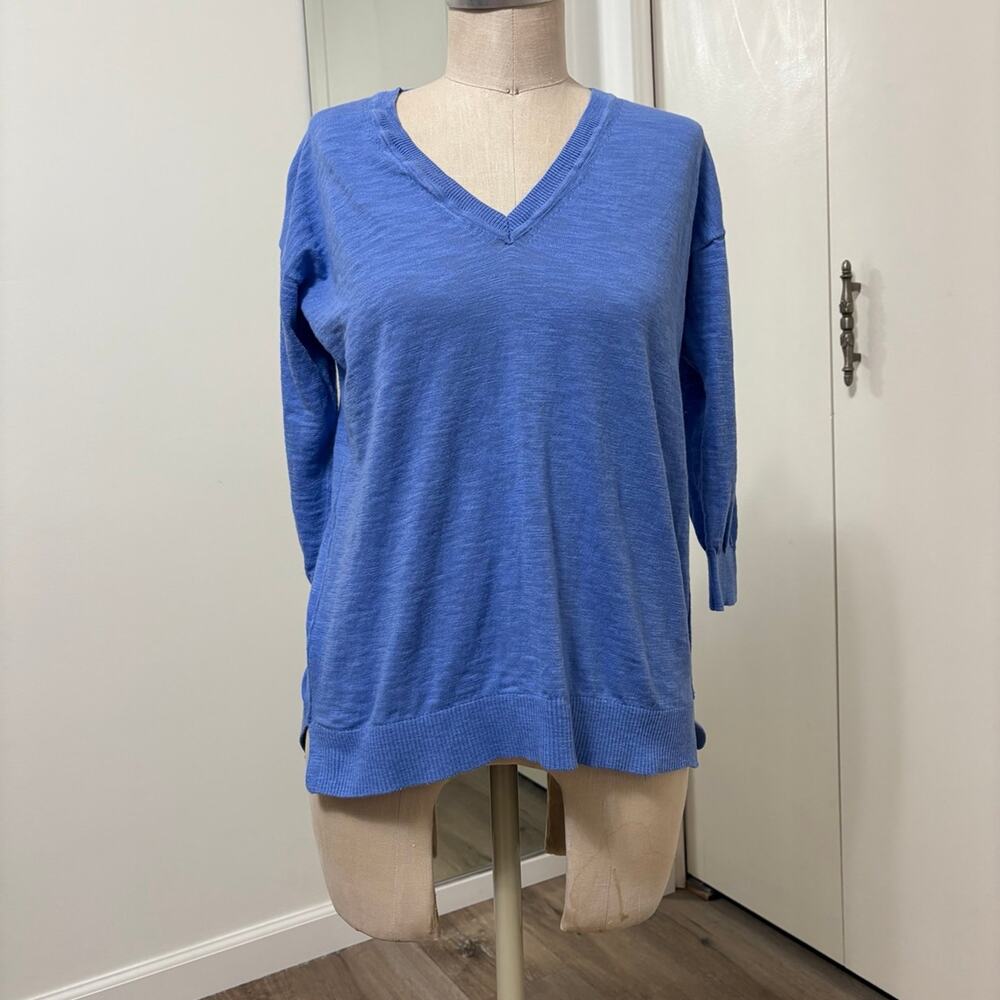 J Crew Women's Blue Casual Lightweight  V-Neck Sweatshirt XS